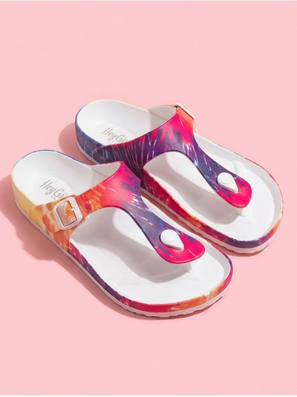 Hey Girl by Corkys Multicolor Tie-Dye Sandals with adjustable strap. - Picture 6 of 8